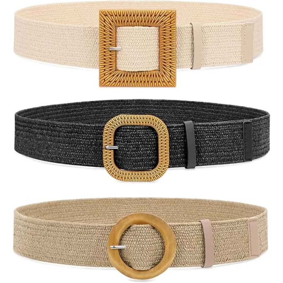 Set of 3/4 Straw Woven Elastic Stretch Waist Belts for Women, Fashion Boho Ladies Braided Skinny Dress Belt, Fit Waist up to 35", 5-black/Sand/Khaki
Set of 3/4 Straw Woven Elastic Stretch Waist Belts for Women, Fashion Boho Ladies Braided Skinny Dress Belt, Fit Waist up to 35", 5-black/Sand/Khaki