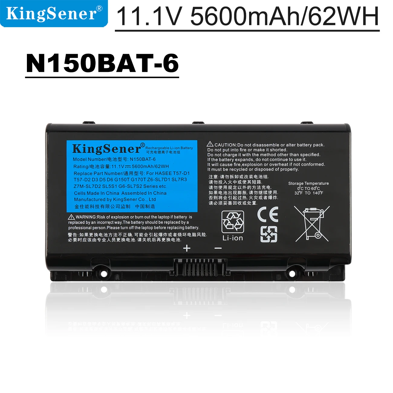 KingSener N150BAT-6 Laptop Battery For Clevo N150BAT-6 N170SD N150SD N151SD N155S 6-87-N150S-4292 5600mAh/62WH
KingSener N150BAT-6 Laptop Battery For Clevo N150BAT-6 N170SD N150SD N151SD N155S 6-87-N150S-4292 5600mAh/62WH