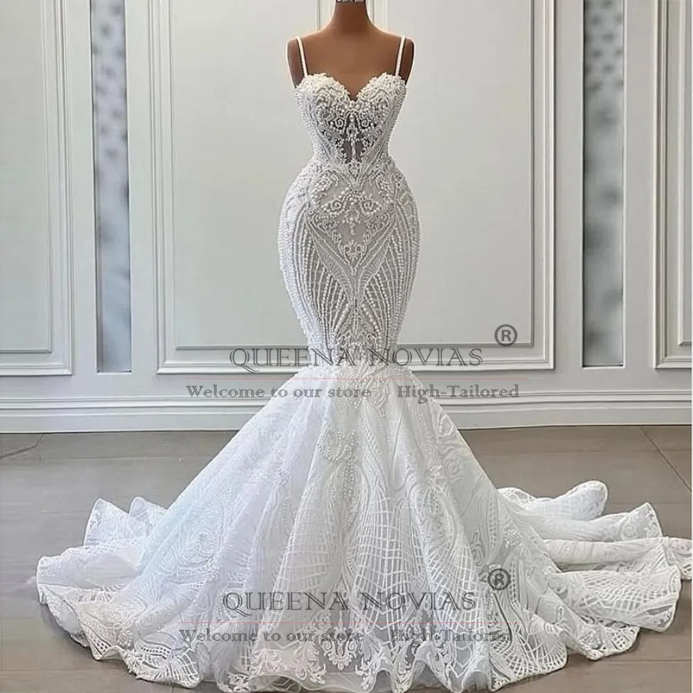 Aso Ebi Арабские свадебные платья русалки с бисером и жемчугом на бретельках Свадебные платья по индивидуальному заказу Официальная одежда для вечеринок для невесты 2025
Aso Ebi Арабские свадебные платья русалки с бисером и жемчугом на бретельках Свадебные платья по индивидуальному заказу Официальная одежда для вечеринок для невесты 2025