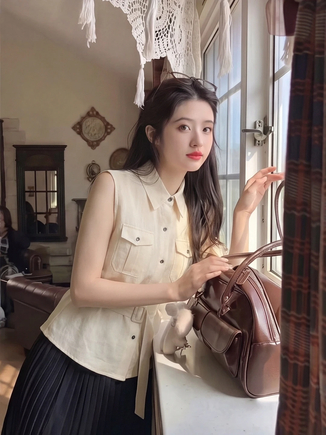 Slim Fit White Sleeveless Collared Shirt Women's Summer Waist-Cinching Versatile Single Buttoned Top Simple Style Fashion
Slim Fit White Sleeveless Collared Shirt Women's Summer Waist-Cinching Versatile Single Buttoned Top Simple Style Fashion