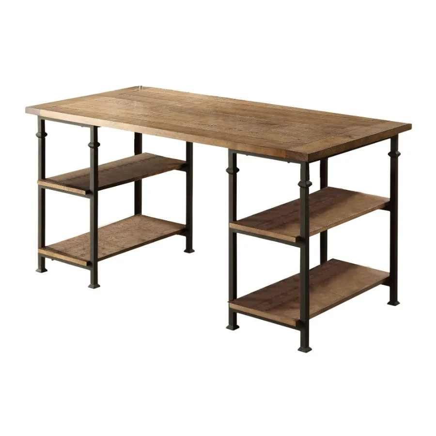 Vintage Industrial 1pc Writing Desk with 4 Open Shelves Rustic Poplar Finish Solid Wood and Metal Furniture Modern Design Offic
Vintage Industrial 1pc Writing Desk with 4 Open Shelves Rustic Poplar Finish Solid Wood and Metal Furniture Modern Design Offic