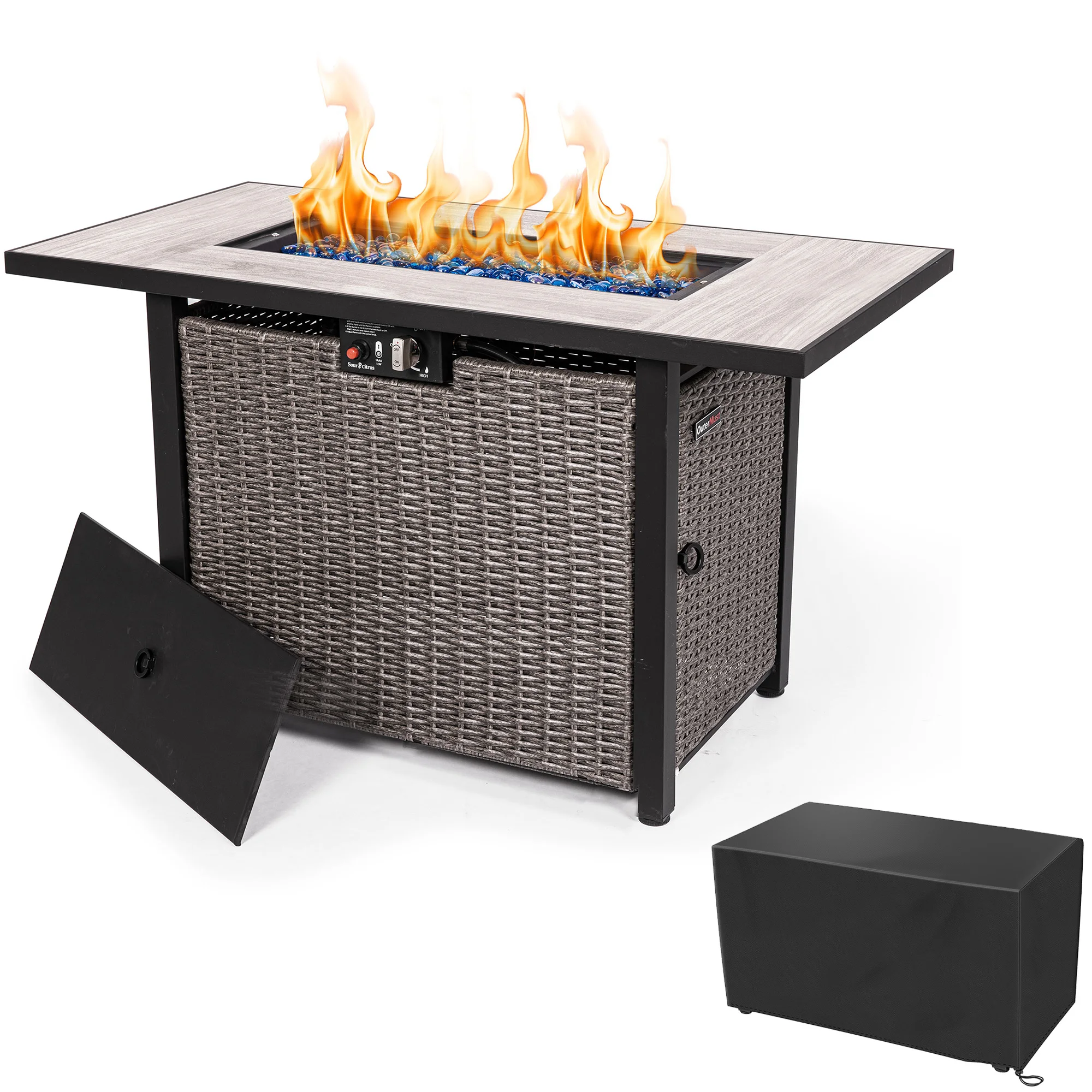 OuterMust 42" Propane Outdoor Fire Pit Table with Cover, Glass Bead & Lid, 50,000 BTU Hand-Woven Rattan Outdoor Fire Pit
OuterMust 42" Propane Outdoor Fire Pit Table with Cover, Glass Bead & Lid, 50,000 BTU Hand-Woven Rattan Outdoor Fire Pit