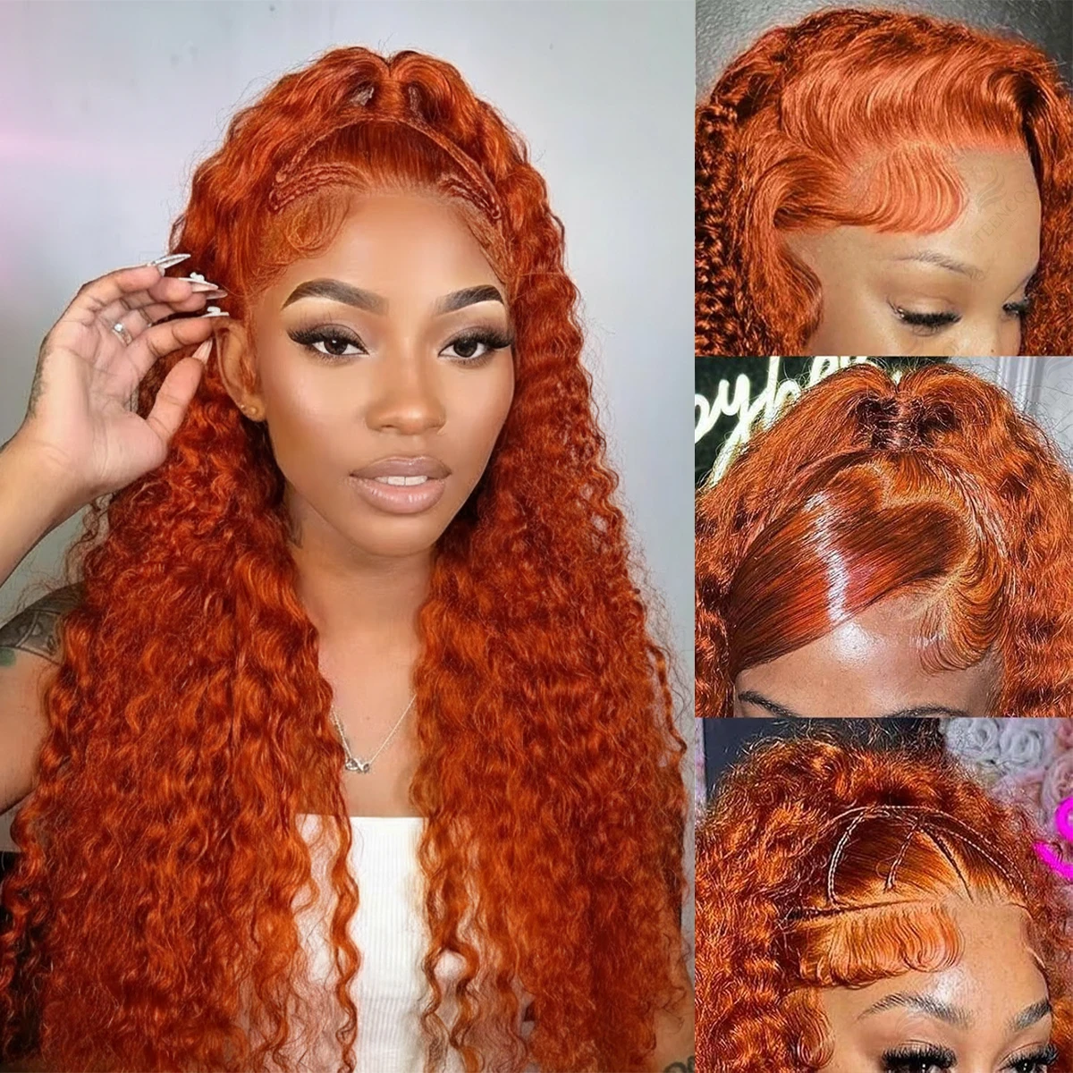 Ginger Deep Wave 13x4 Lace Front Human Hair Wig HD 13x6 Lace Frontal #350 Colored 200 Density Ginger Orange Curly Hair Wig
Ginger Deep Wave 13x4 Lace Front Human Hair Wig HD 13x6 Lace Frontal #350 Colored 200 Density Ginger Orange Curly Hair Wig