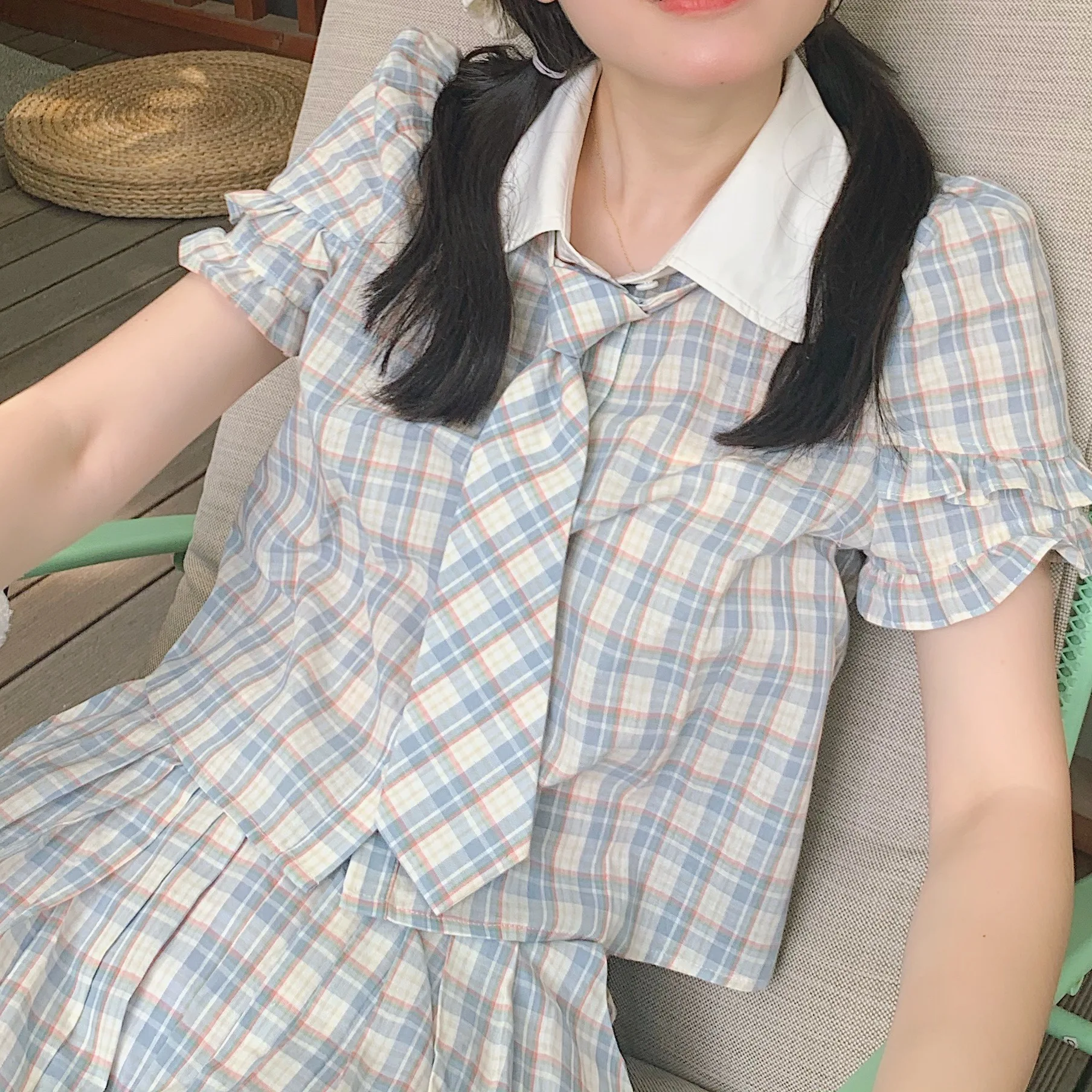 Island Knowledge Self-Line Academy Summer Cute Lace Shirt Tie Half Skirt Plaid Three-Piece Set Cotton Fabric Fashion Ensemble
Island Knowledge Self-Line Academy Summer Cute Lace Shirt Tie Half Skirt Plaid Three-Piece Set Cotton Fabric Fashion Ensemble
