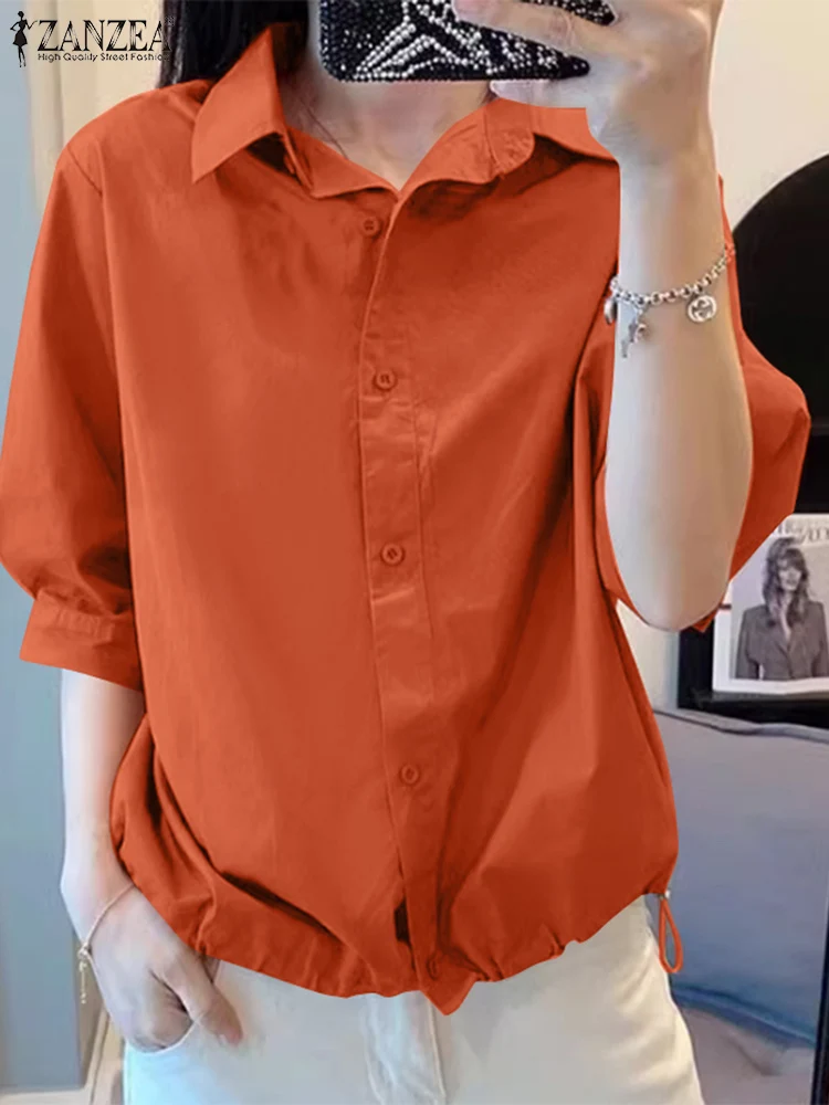 ZANZEA Women Summer Shirt Fashion Half Sleeve OL Work Blouse Solid Elegant Casual Femme Tops Tunic Lapel Neck Button Down Blusas
ZANZEA Women Summer Shirt Fashion Half Sleeve OL Work Blouse Solid Elegant Casual Femme Tops Tunic Lapel Neck Button Down Blusas