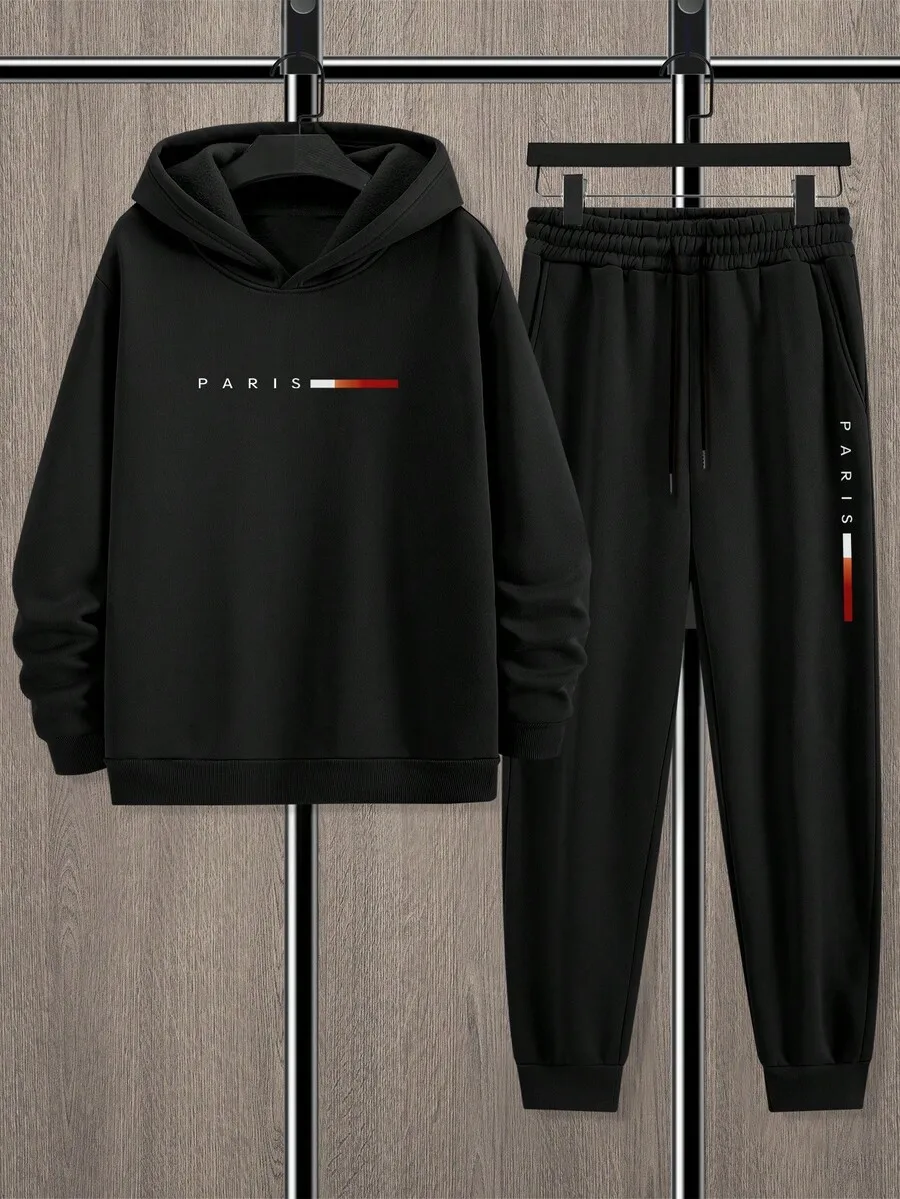 Men Black Paris Slogan Graphic Print Hoodie And Sweatpants Set Casual Two Piece Outfit Autumn Winter
Men Black Paris Slogan Graphic Print Hoodie And Sweatpants Set Casual Two Piece Outfit Autumn Winter