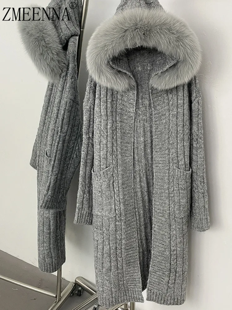ZMEENNA Luxury Hooded Cardigan Sweater For Women With Detachable Fur Trim Cable Knit Long Coat Warm Outerwear ZM3831
ZMEENNA Luxury Hooded Cardigan Sweater For Women With Detachable Fur Trim Cable Knit Long Coat Warm Outerwear ZM3831