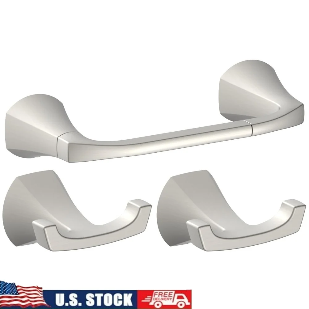 Набор аксессуаров для ванной комнаты из атласного никеля, состоящий из 3 предметов, в комплект входит держатель для туалетной бумаги, крючки для халатов, прочный дизайн для настенного крепления из цинкового сплава, легко 
Набор аксессуаров для ванной комнаты из атласного никеля, состоящий из 3 предметов, в комплект входит держатель для туалетной бумаги, крючки для халатов, прочный дизайн для настенного крепления из цинкового сплава, легко