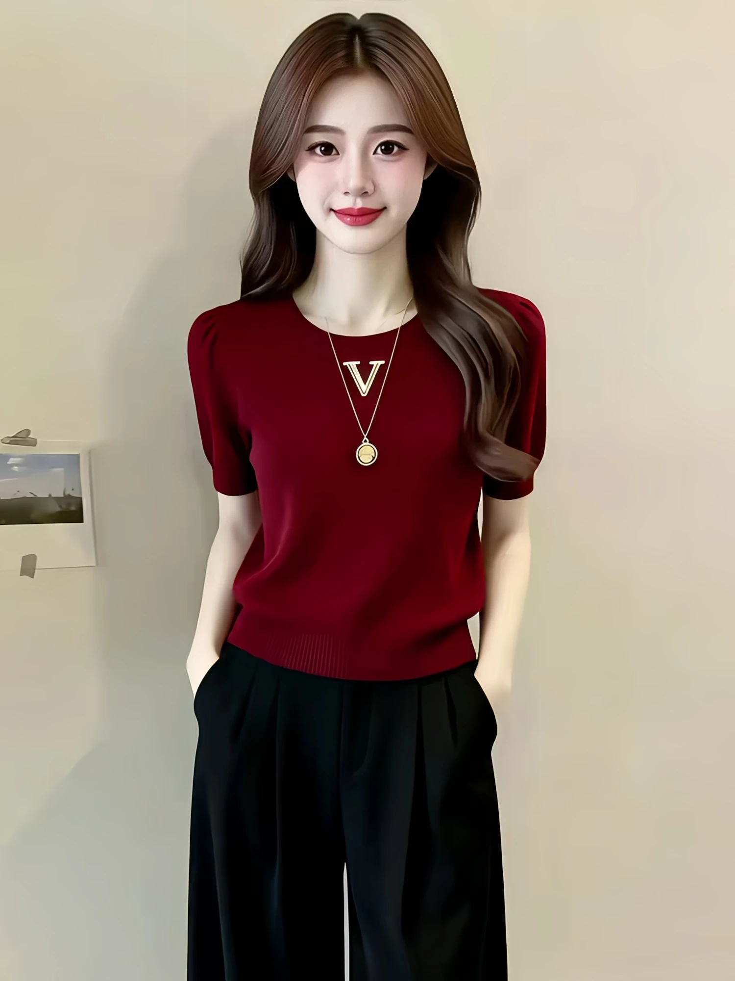 Summer Fashion Pure Color round Neck Short Sleeve Knitted Top Women's Versatile Slimming Stylish Casual Basic T-Shirt
Summer Fashion Pure Color round Neck Short Sleeve Knitted Top Women's Versatile Slimming Stylish Casual Basic T-Shirt