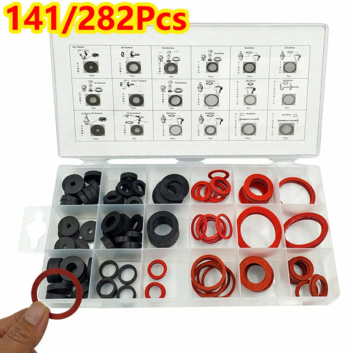 141/282Pcs Plumbing Gaskets Sealing Gaskets, High Temperature Resistant Rubber Rings O-Rings Sealing Rings Red Steel Paper Set
141/282Pcs Plumbing Gaskets Sealing Gaskets, High Temperature Resistant Rubber Rings O-Rings Sealing Rings Red Steel Paper Set