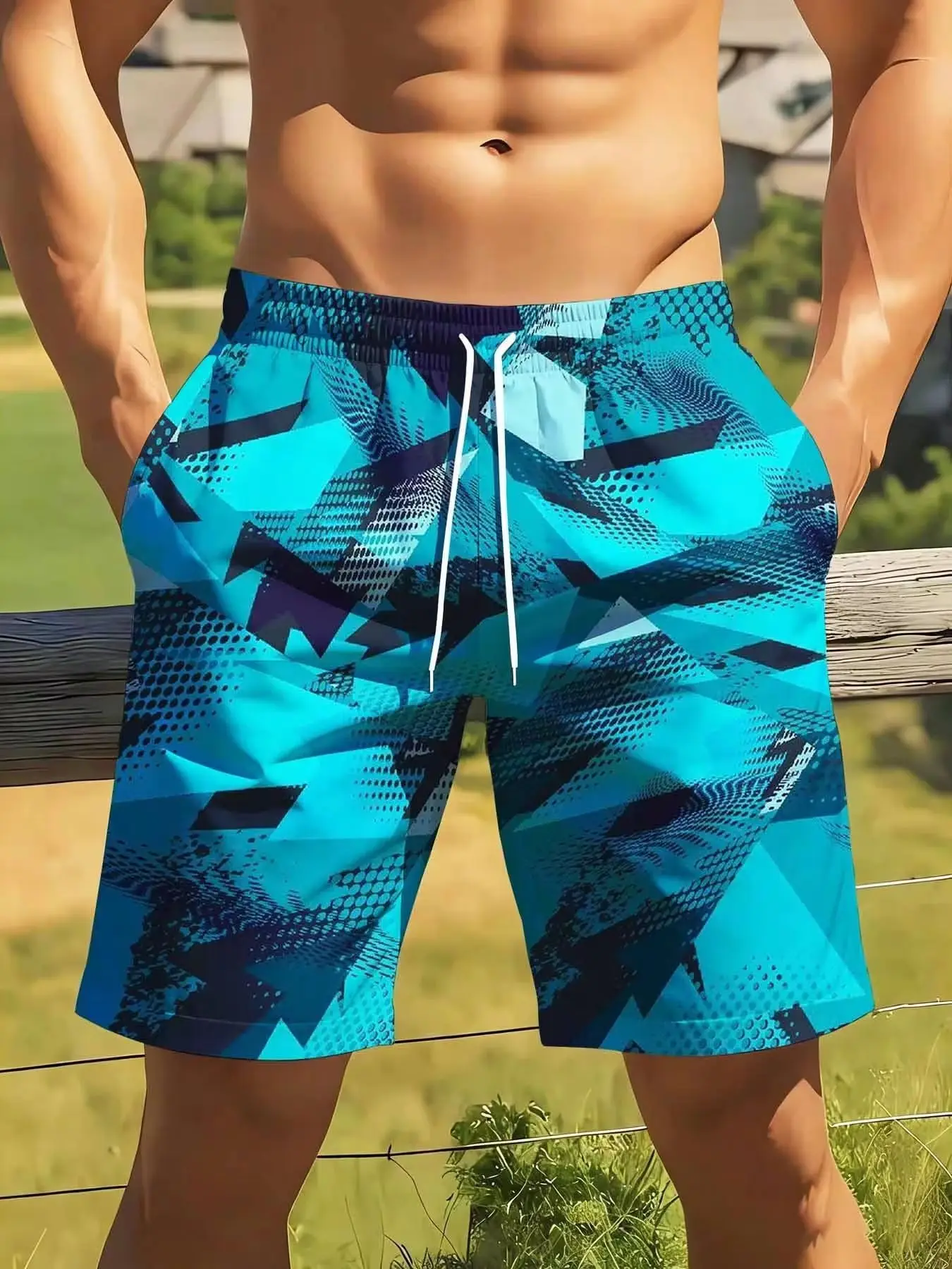 Men's Geometric Pattern Swim Trunks Quick Dry Beach Shorts For Summer Outdoor Activities And Vacation Wear
Men's Geometric Pattern Swim Trunks Quick Dry Beach Shorts For Summer Outdoor Activities And Vacation Wear