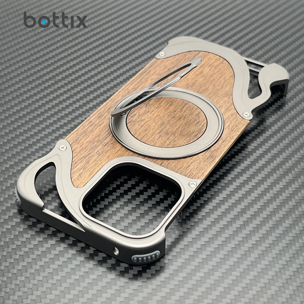 bottix Walnut Wood Cover For iPhone 16 Pro Max Ultra Metal Case Luxury Elegant Frameless 15 Pro 14 Shell Built-in 360 Bracket
bottix Walnut Wood Cover For iPhone 16 Pro Max Ultra Metal Case Luxury Elegant Frameless 15 Pro 14 Shell Built-in 360 Bracket