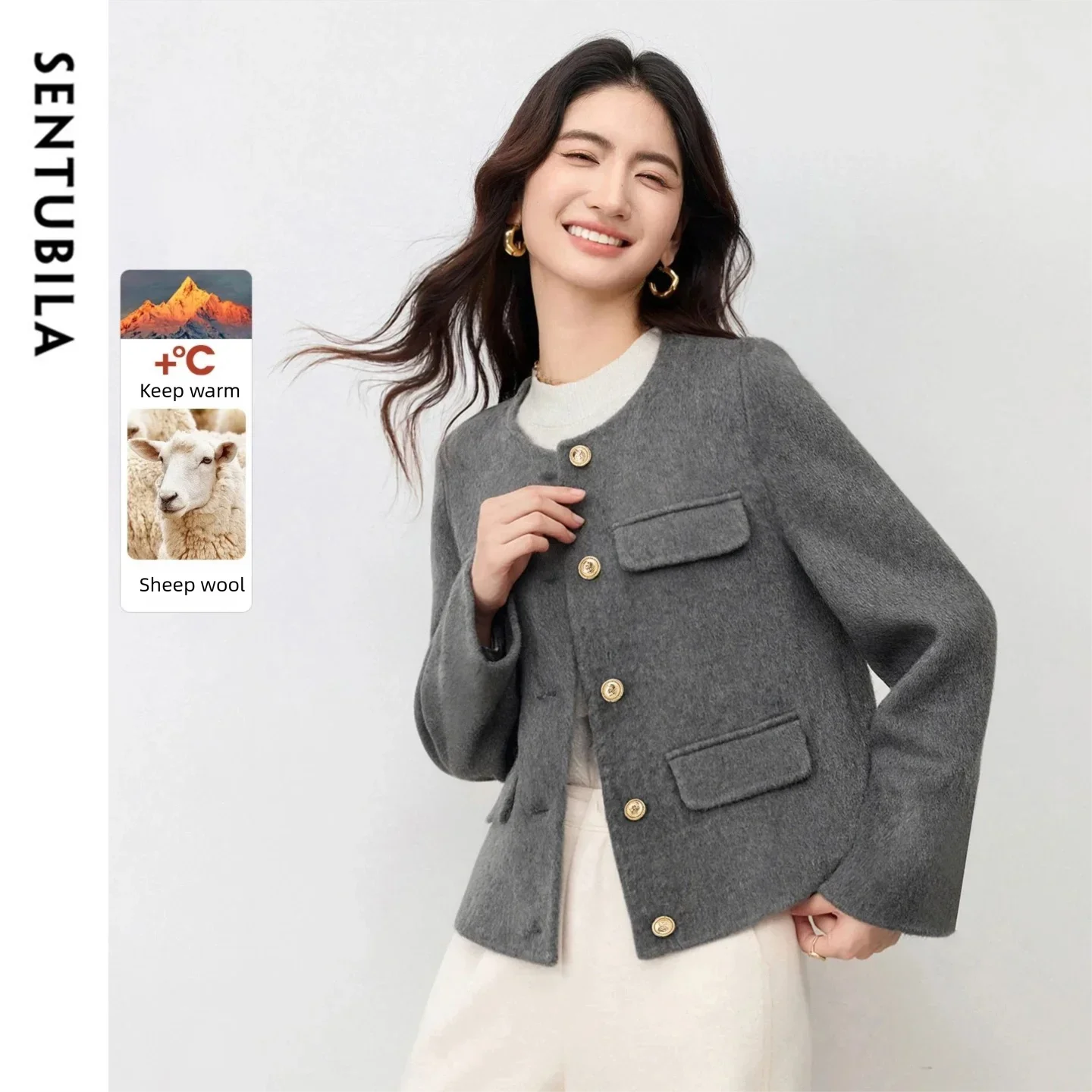 SENTUBILA Women Winter Coats 2025 Double Faced Wool Blend Contrasting Button Outerwears High Quality Women's Clothing W54OG5670X
SENTUBILA Women Winter Coats 2025 Double Faced Wool Blend Contrasting Button Outerwears High Quality Women's Clothing W54OG5670X