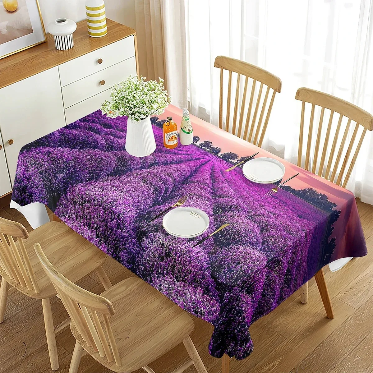 Romantic Provence Lavender Tablecloth 2D Flat Printed Waterproof Polyester Table Cover For Indoor Outdoor Dining Decor
Romantic Provence Lavender Tablecloth 2D Flat Printed Waterproof Polyester Table Cover For Indoor Outdoor Dining Decor
