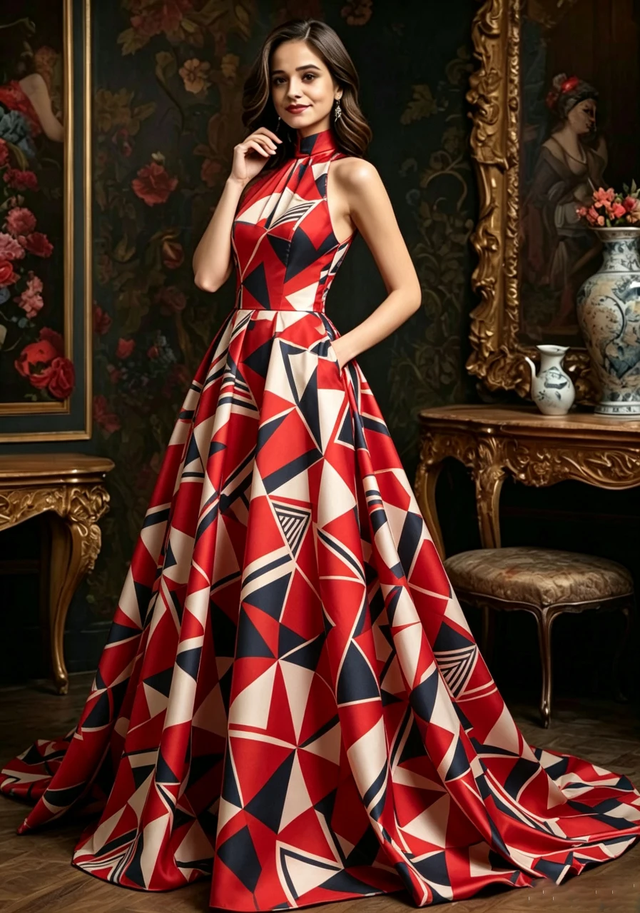 Geometric Print Maxi Gown Halter Sleeveless A-Line Formal Evening Dress Elegant Wedding Guest Prom Party Dress Women Vestidos
Geometric Print Maxi Gown Halter Sleeveless A-Line Formal Evening Dress Elegant Wedding Guest Prom Party Dress Women Vestidos
