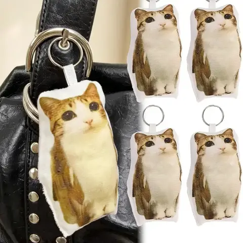 Creative Meowl OMG Cute Cat Plush Keychain Plush Charm with Sound Squeeze Toy Funny Bag Pendant Charm Gift Cute Fidget Toy