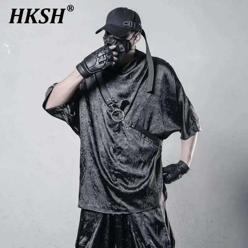 HKSH Мужская футболка Tide Niche Design Ice Silk Pile Neck Bat с коротким рукавом Dark Yamamoto Trend Cool Прочная футболка в темную полоску HK4115
HKSH Мужская футболка Tide Niche Design Ice Silk Pile Neck Bat с коротким рукавом Dark Yamamoto Trend Cool Прочная футболка в темную полоску HK4115