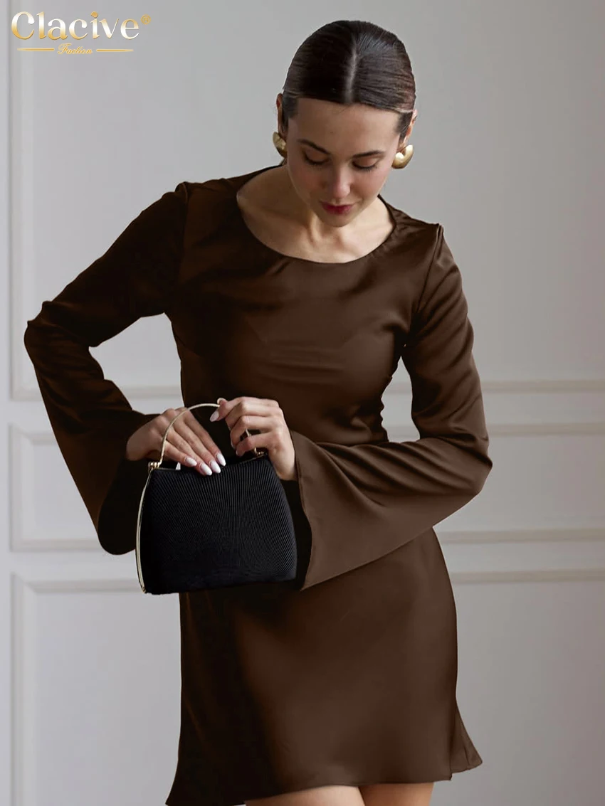 Clacive Casual Loose Brown Satin Women's Dress 2025 Fashion O-Neck Long Sleeve Mini Dresses Elegant Classic Solid Female Dress
Clacive Casual Loose Brown Satin Women's Dress 2025 Fashion O-Neck Long Sleeve Mini Dresses Elegant Classic Solid Female Dress