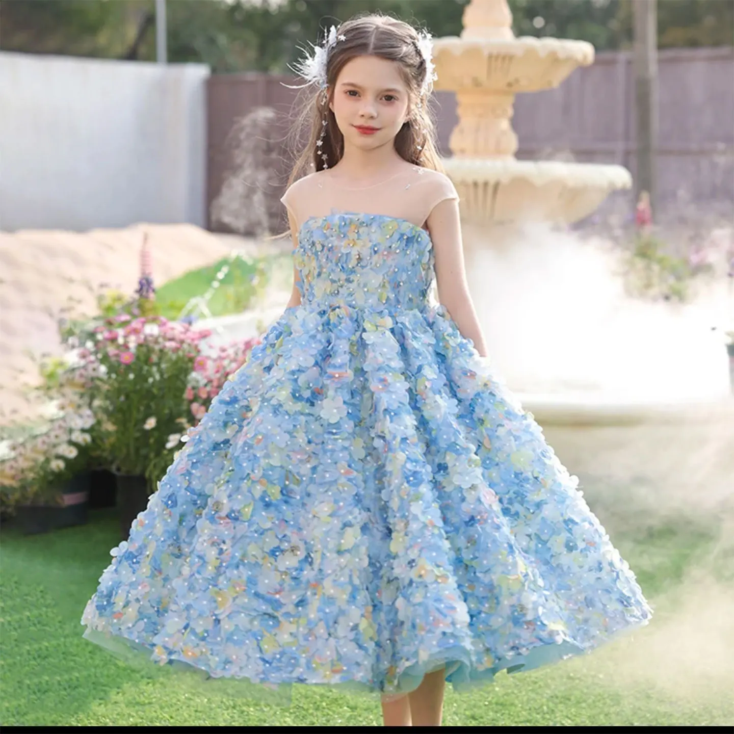 Dreamy Vow Luxury O-Neck Applique Flower-adorned Girl Dress Sleeveless for Kids Wedding Birthday Holiday Party Ball Gown J273
Dreamy Vow Luxury O-Neck Applique Flower-adorned Girl Dress Sleeveless for Kids Wedding Birthday Holiday Party Ball Gown J273
