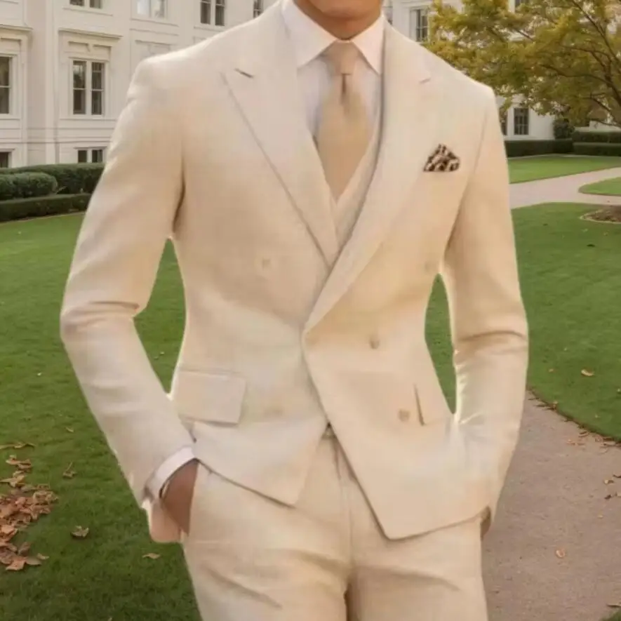 New Design Wedding Suits for Men Double Breasted Peaked Lapel 3 Piece Sets (Jacket+Vest+Pants) Slim Business Banquet Trajes Para
New Design Wedding Suits for Men Double Breasted Peaked Lapel 3 Piece Sets (Jacket+Vest+Pants) Slim Business Banquet Trajes Para