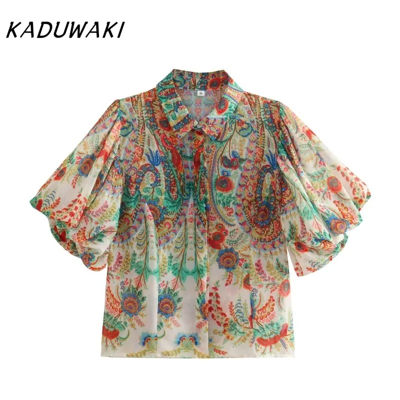 KADUWAKI Spring Fashion Print Womens Tops Turn Down Collar Puff Sleeve Crop Top Streetwear Vintage Button Up Femme Shirts Blouse
KADUWAKI Spring Fashion Print Womens Tops Turn Down Collar Puff Sleeve Crop Top Streetwear Vintage Button Up Femme Shirts Blouse