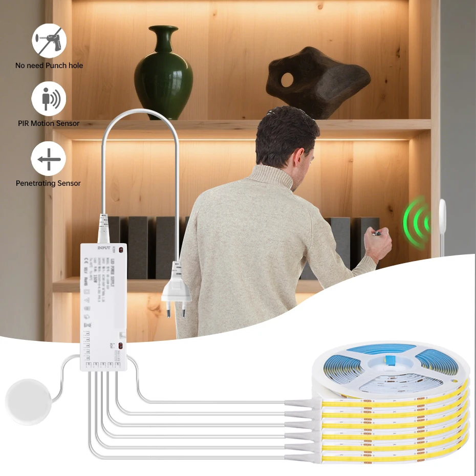 12V COB Cabinet LED Strip PIR Motion Sensor Penetrable Wood AU EU UK US LED Closet Light Backlight Shelf Pantry Showcase Decor
12V COB Cabinet LED Strip PIR Motion Sensor Penetrable Wood AU EU UK US LED Closet Light Backlight Shelf Pantry Showcase Decor