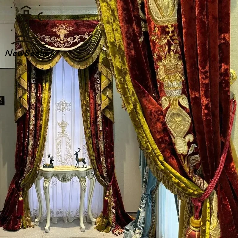 Luxury European Curtains for Living Room Bedroom Velvet Embroidery Curtains Gauze Luxury Mantle Head Blackout Curtains Customize
Luxury European Curtains for Living Room Bedroom Velvet Embroidery Curtains Gauze Luxury Mantle Head Blackout Curtains Customize