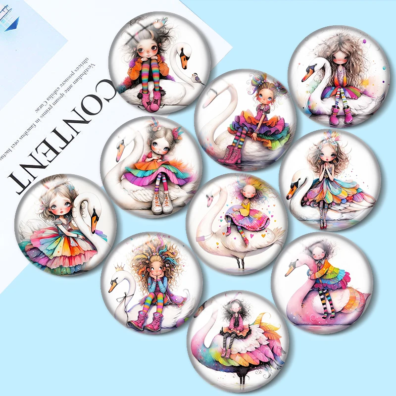 Dream Swan Girl 12mm/16mm/20mm/25mm/30mm demo flat back making mixed 10pcs Round photo glass cabochon findings
Dream Swan Girl 12mm/16mm/20mm/25mm/30mm demo flat back making mixed 10pcs Round photo glass cabochon findings
