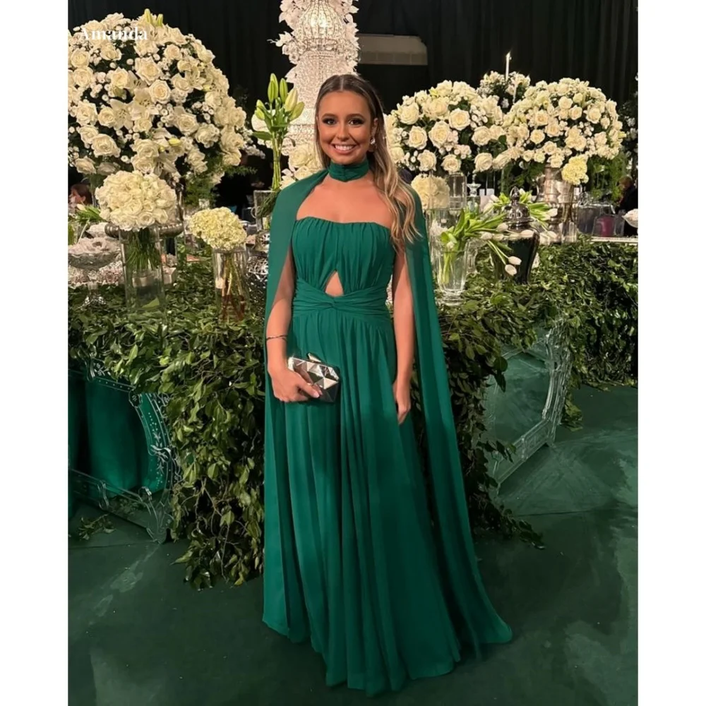 Amanda Customized Green Shawl Strapless Prom Dresses Chiffon A-line Sleeveless vestidos de noche Floor-Length Formal Evening
Amanda Customized Green Shawl Strapless Prom Dresses Chiffon A-line Sleeveless vestidos de noche Floor-Length Formal Evening