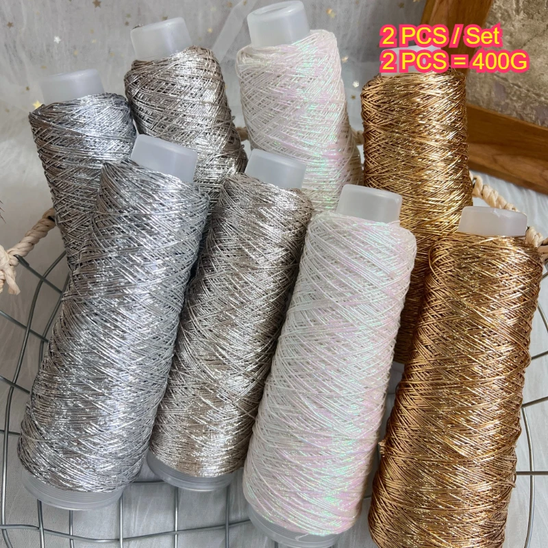 2PCS 400g Crochet Yarn Gold Silver Yarn For DIY Crafts Bag Hat Shoes Sparkling Core Bright Silk Line Metallic Kniting Thread
2PCS 400g Crochet Yarn Gold Silver Yarn For DIY Crafts Bag Hat Shoes Sparkling Core Bright Silk Line Metallic Kniting Thread
