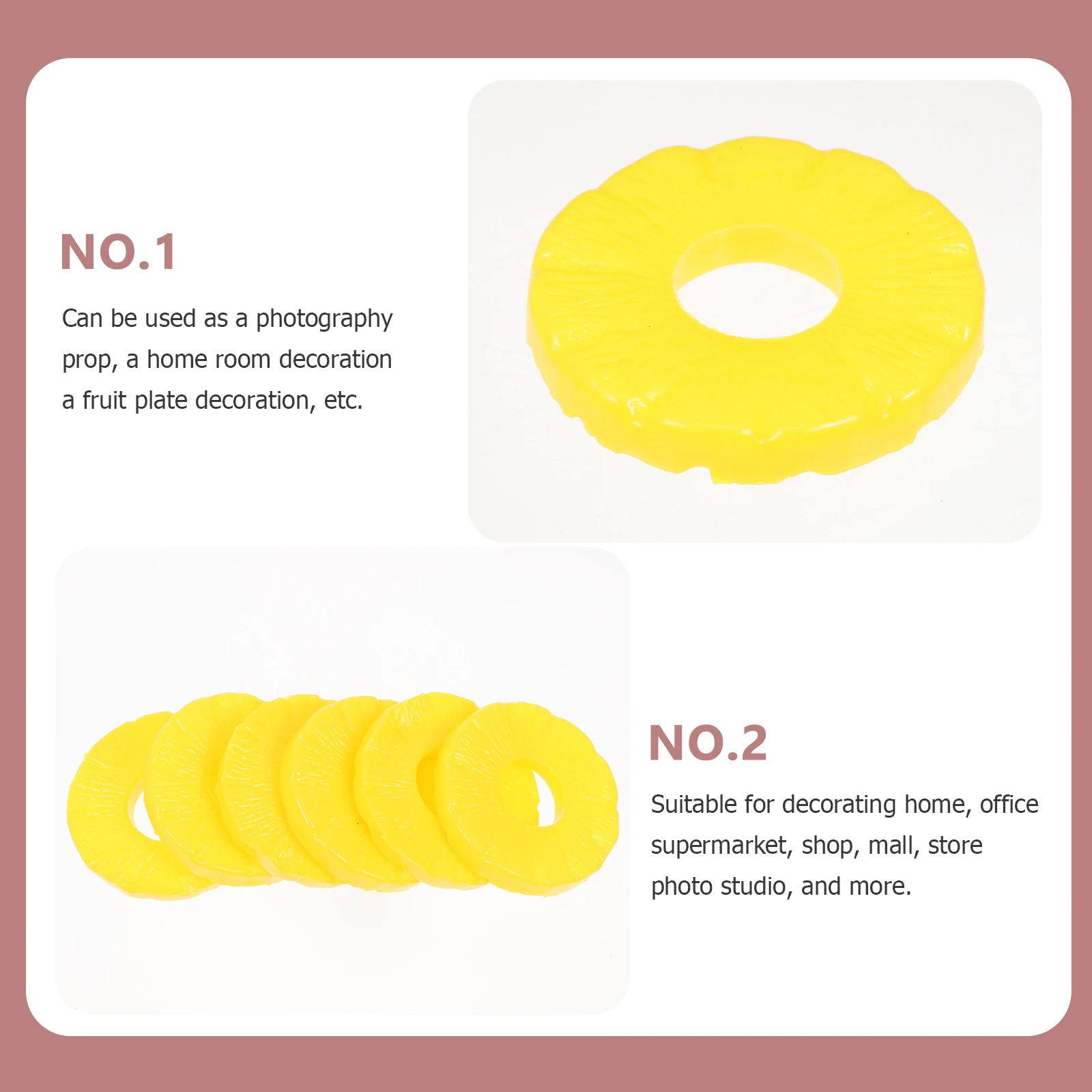 6 Pcs Pineapple Circle Decoration Fruit Shop Faux Cherry Fake Slices Plastic Artificial Ornament
6 Pcs Pineapple Circle Decoration Fruit Shop Faux Cherry Fake Slices Plastic Artificial Ornament