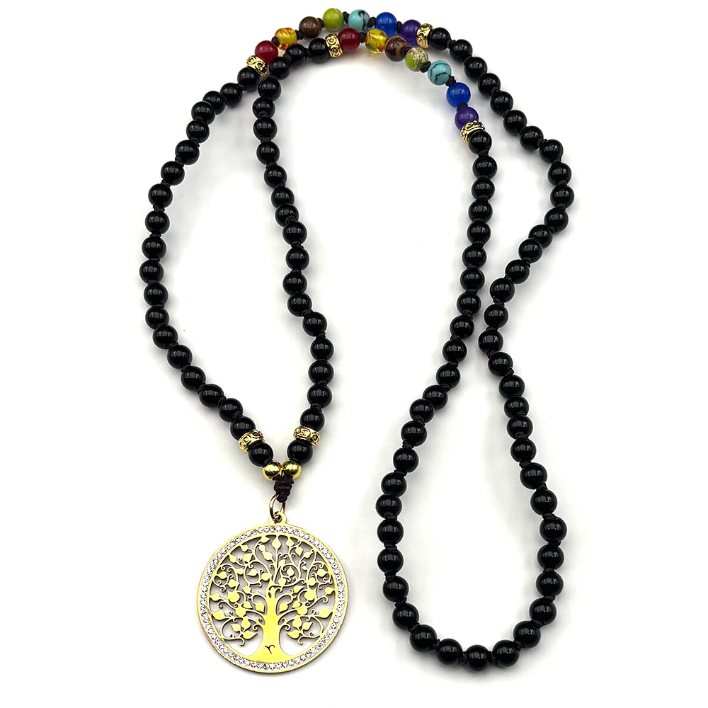 Tree of Life 7 Chakra Crystal Pendant Stainless Steel 108 Glass Beads Chain Necklace for Women Gold Color Necklaces Jewelry Gift
Tree of Life 7 Chakra Crystal Pendant Stainless Steel 108 Glass Beads Chain Necklace for Women Gold Color Necklaces Jewelry Gift