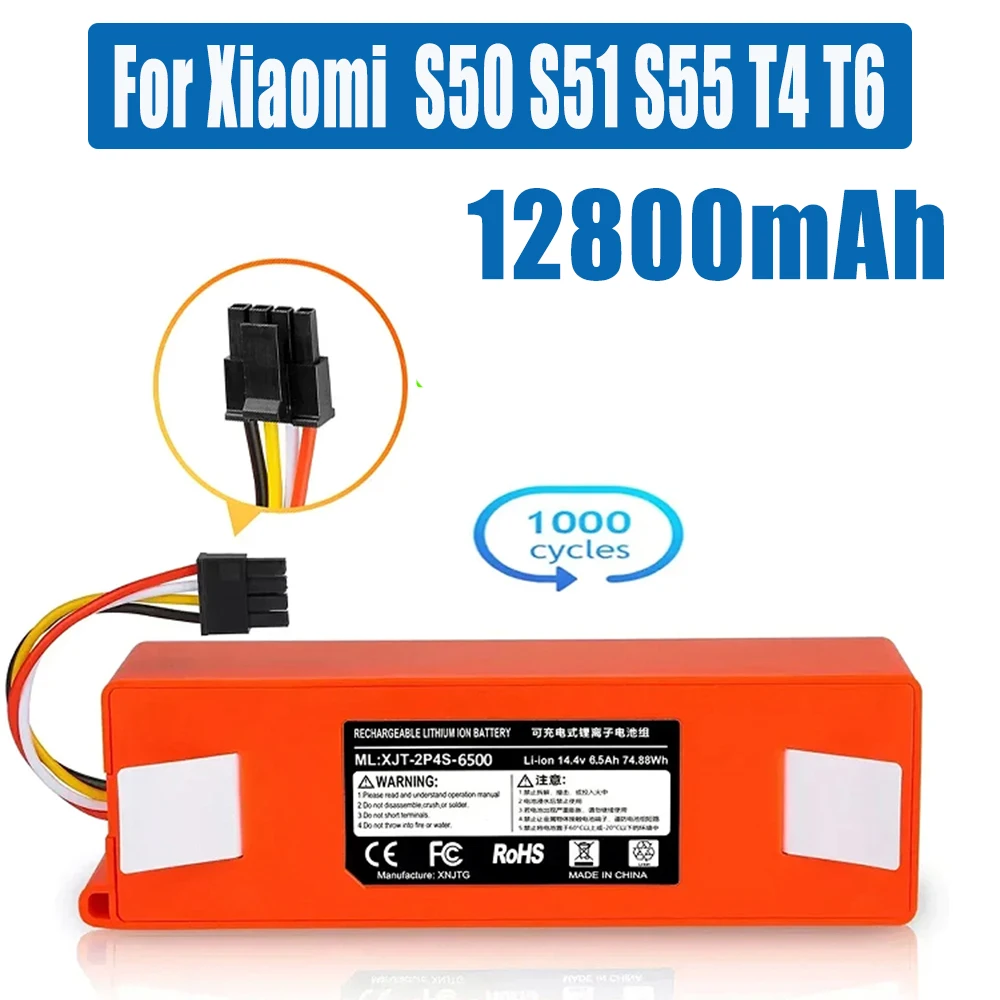 14.4V 12800mAh Robotic Vacuum Cleaner Replacement Battery for Xiaomi Roborock S55/S60/S65/S50/S51/S5 MAX/S6 Parts BRR-2P4S-5200S
14.4V 12800mAh Robotic Vacuum Cleaner Replacement Battery for Xiaomi Roborock S55/S60/S65/S50/S51/S5 MAX/S6 Parts BRR-2P4S-5200S