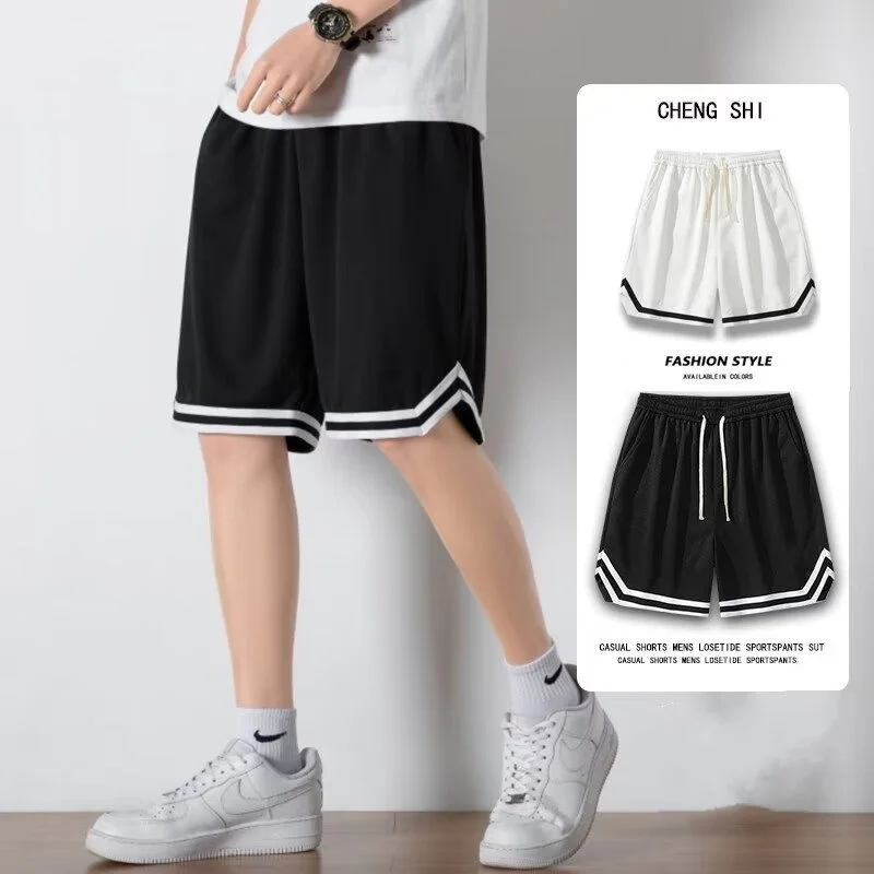 Trendy brand solid color simple contrasting splicing loose straight tube hanging sensation five point woven sports pants
Trendy brand solid color simple contrasting splicing loose straight tube hanging sensation five point woven sports pants