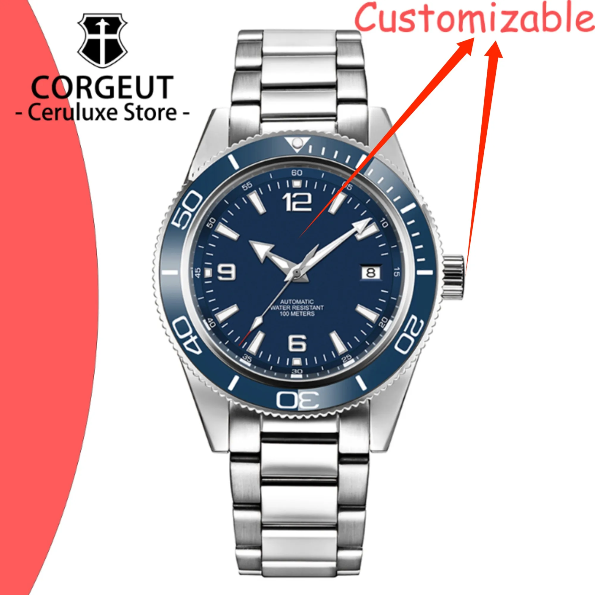 CUSTOM LOGO 41mm NH35 Movement Automatic Mechanical Men's Watch Sapphire Crystal Luminous Markings Steel 200m waterproof Watches
CUSTOM LOGO 41mm NH35 Movement Automatic Mechanical Men's Watch Sapphire Crystal Luminous Markings Steel 200m waterproof Watches