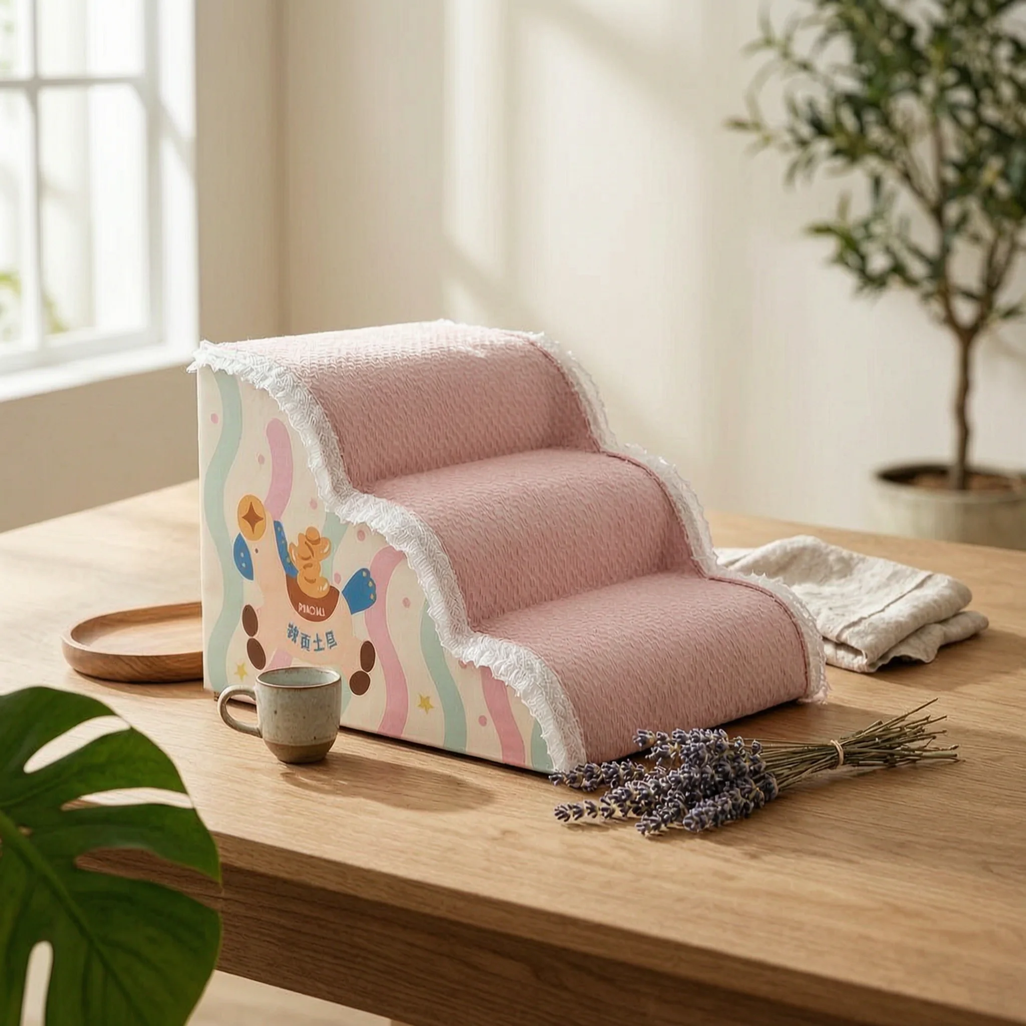 Two-Step Pet Stairs Wavy Print Pet Stair Cushion Dog Stairs Pastel Pet Furniture Rigid Support for Bedside
Two-Step Pet Stairs Wavy Print Pet Stair Cushion Dog Stairs Pastel Pet Furniture Rigid Support for Bedside