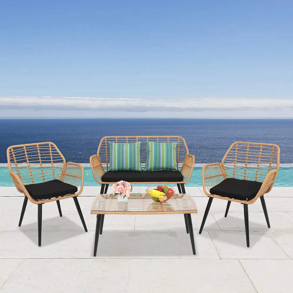 4 Seat Rattan Garden Furniture Set Patio Outdoor Conservatory Wicker Double Sofa 2 Armchairs Glass Top Table, Customized
4 Seat Rattan Garden Furniture Set Patio Outdoor Conservatory Wicker Double Sofa 2 Armchairs Glass Top Table, Customized