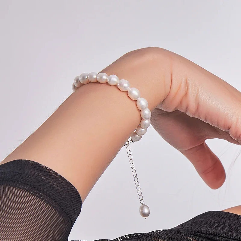 HENGSHENG Simple 7-8mm Rice Shape Natural Freshwater Pearls Bracelet 925 Sterling Silver Bracelet for Women Girls Jewelry Gifts
HENGSHENG Simple 7-8mm Rice Shape Natural Freshwater Pearls Bracelet 925 Sterling Silver Bracelet for Women Girls Jewelry Gifts