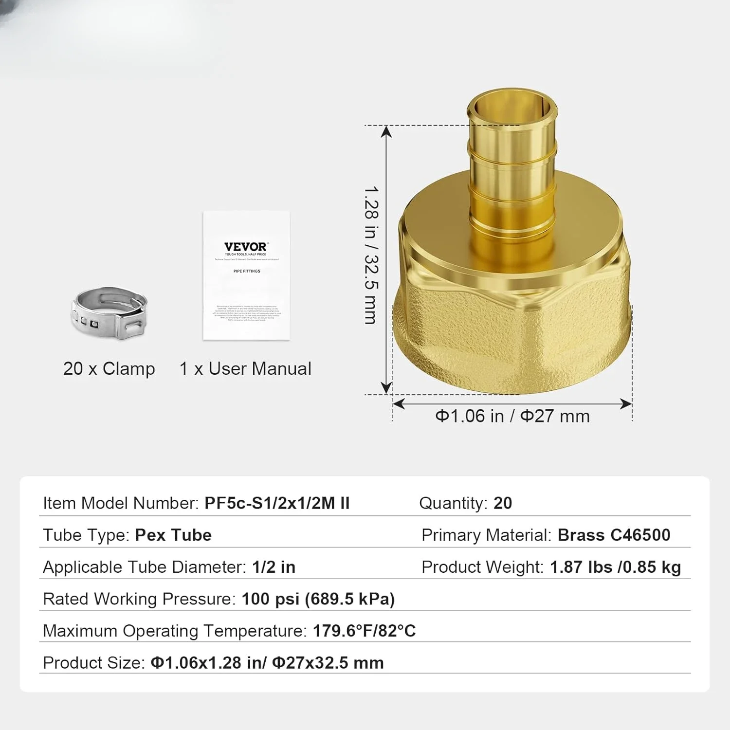 Pipe Fittings, 1/2" 20PCS Brass Pipe Fittings, Clamp-style 1/2 NPT Internal Thread Pipe Connector Brass Air Fittings, Plumbing
Pipe Fittings, 1/2" 20PCS Brass Pipe Fittings, Clamp-style 1/2 NPT Internal Thread Pipe Connector Brass Air Fittings, Plumbing