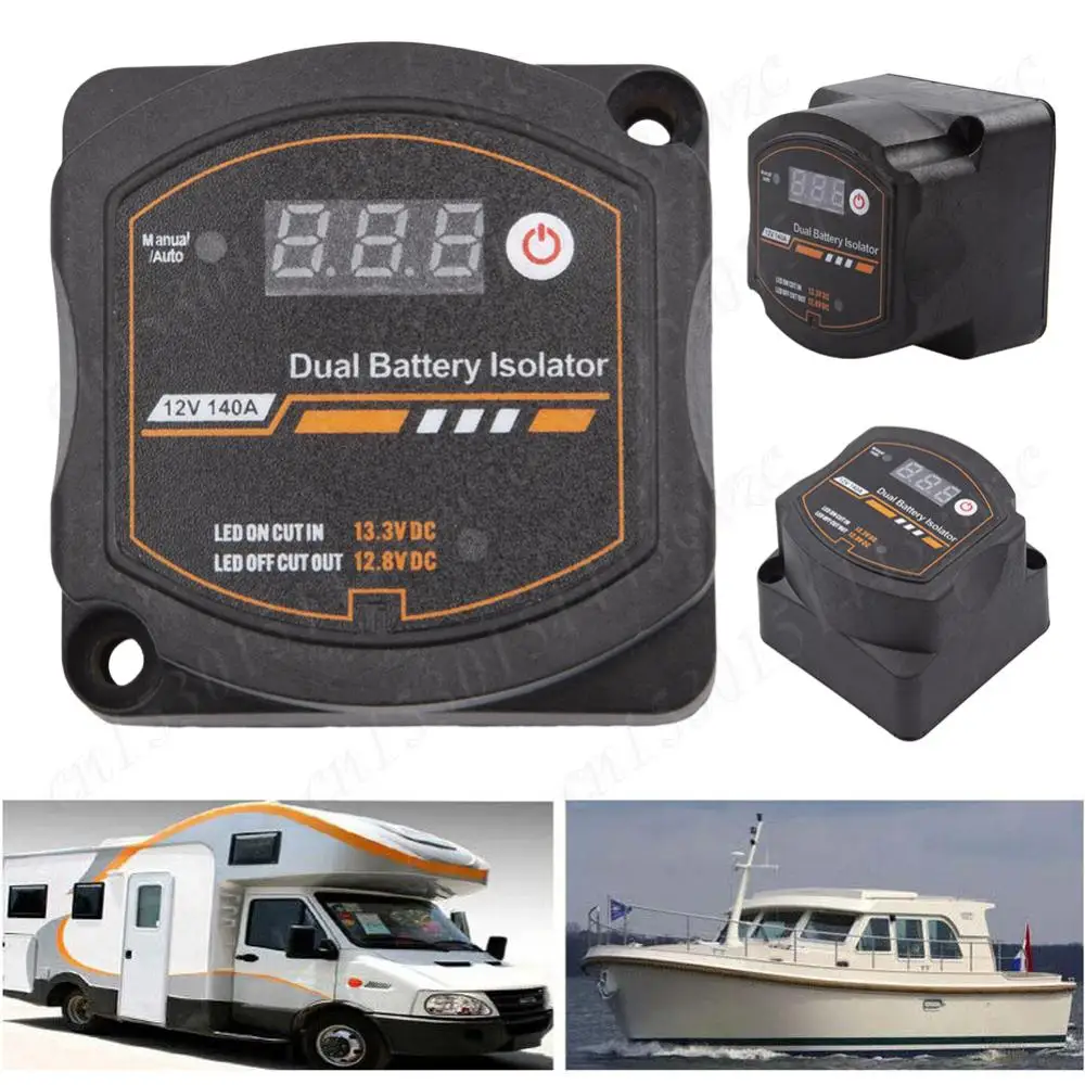 Dual Battery Isolator 12V/140A Manual Voltage Sensitive Relay with Digital Voltmeter Smart VSR for Cars Automobile Marine Boat
Dual Battery Isolator 12V/140A Manual Voltage Sensitive Relay with Digital Voltmeter Smart VSR for Cars Automobile Marine Boat