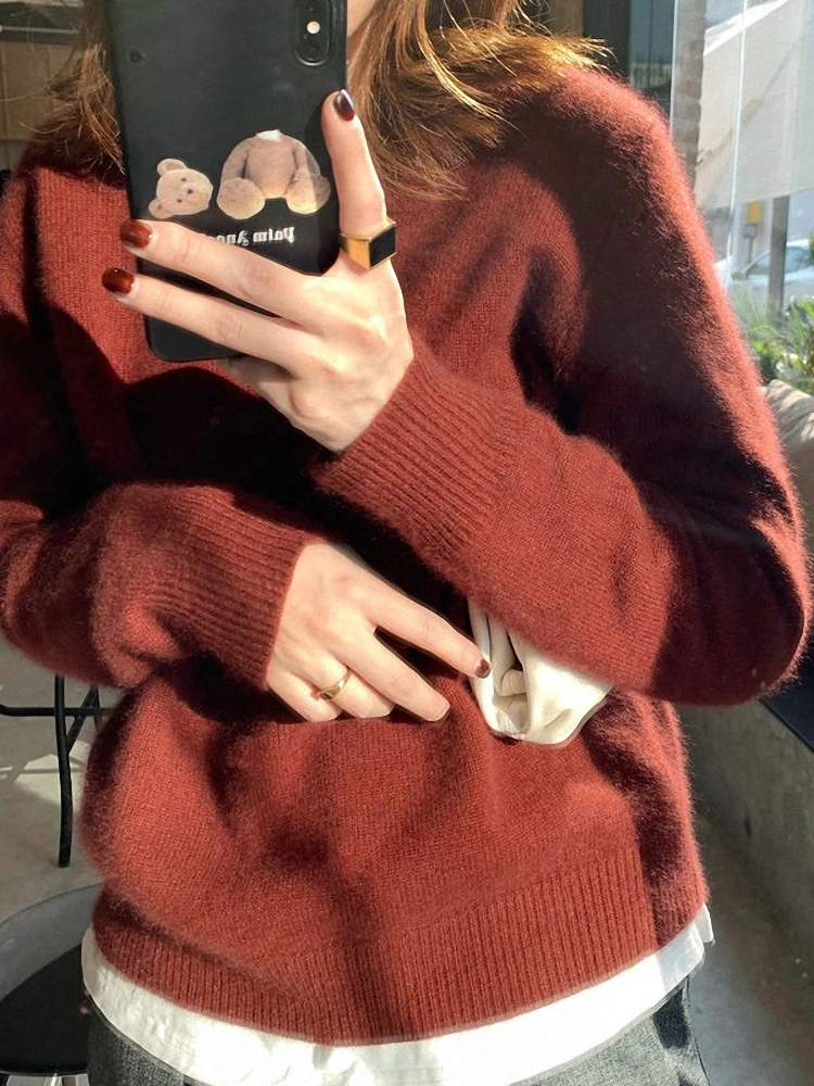 Thickened 100% pure cashmere sweater women's round neck loose lazy pullover sweater slim knit bottoming shirt
Thickened 100% pure cashmere sweater women's round neck loose lazy pullover sweater slim knit bottoming shirt