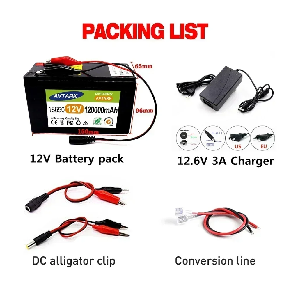 NEW LiFePO4 12V 120Ah 18650 lithium battery 30A sprayer built-in high current BMS electric vehicle battery +12.6V charger
NEW LiFePO4 12V 120Ah 18650 lithium battery 30A sprayer built-in high current BMS electric vehicle battery +12.6V charger