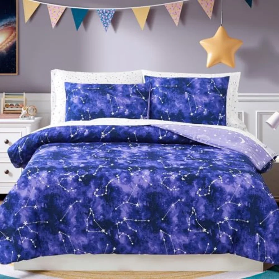 Comforter Set - 5 Pieces Girls Boys Galaxy Glow in the Dark Bedding Sets for Ultra Soft Bed in A Bag with Sheets
Comforter Set - 5 Pieces Girls Boys Galaxy Glow in the Dark Bedding Sets for Ultra Soft Bed in A Bag with Sheets