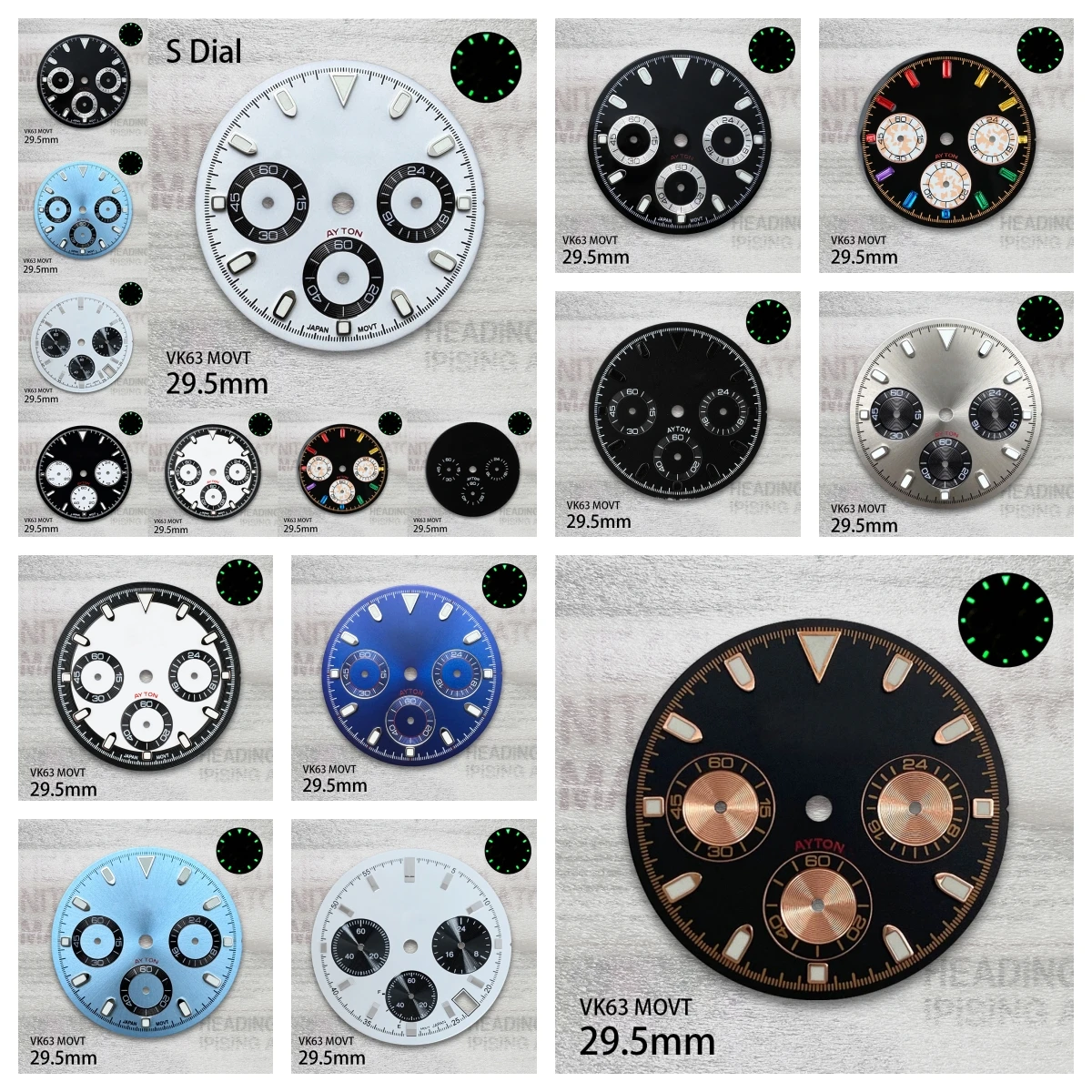 29.5mm S Logo Panda DTN Dial Fit VK63 Movement Green Luminous High Quality Watch Modification Accessories
29.5mm S Logo Panda DTN Dial Fit VK63 Movement Green Luminous High Quality Watch Modification Accessories