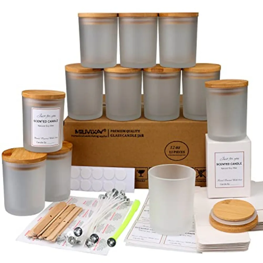 12 Pack 12 OZ Glass Candle Jars with Lids and Candle Making Kits - Bulk Empty Candle Jars for Making Candles - Spice, Powder Co
12 Pack 12 OZ Glass Candle Jars with Lids and Candle Making Kits - Bulk Empty Candle Jars for Making Candles - Spice, Powder Co
