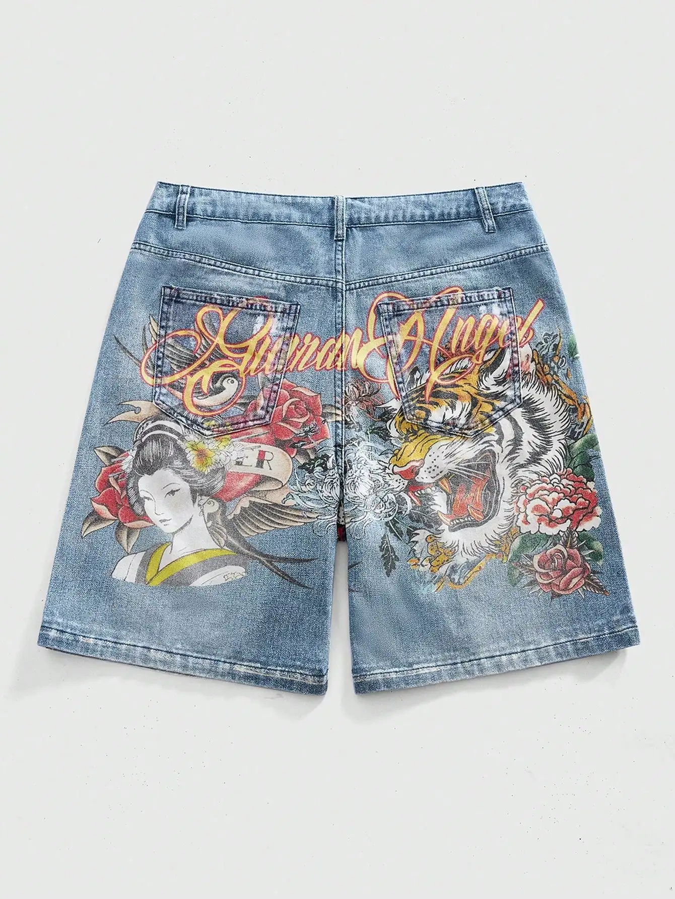 ROMWE MEN Anime Men's Colorful Tiger Printed Casual Denim Shorts
ROMWE MEN Anime Men's Colorful Tiger Printed Casual Denim Shorts