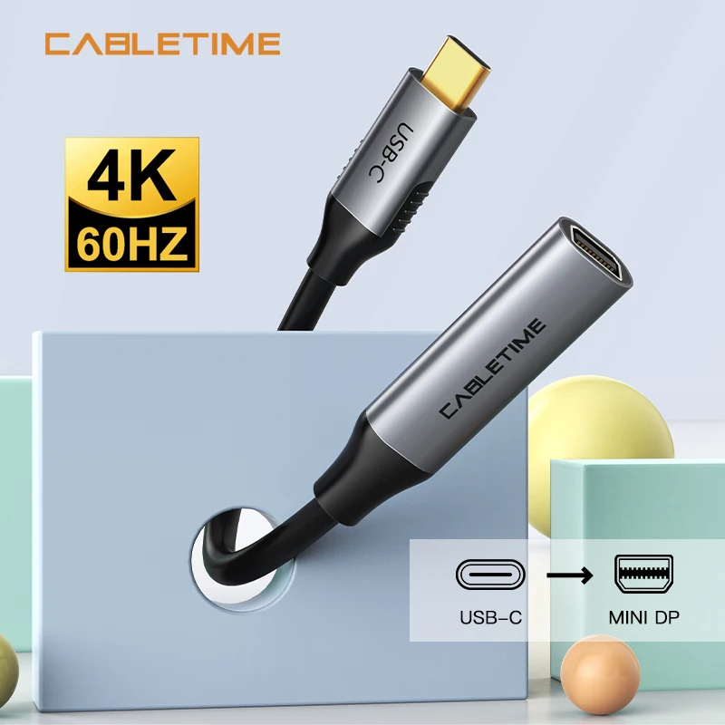 Адаптер CABLETIME USB C – Mini Displayport 4K@60Hz для ноутбуков, Macbook, HUAWEI Mate 80 Pro, Samsung S23, Mini DP конвертер
Адаптер CABLETIME USB C – Mini Displayport 4K@60Hz для ноутбуков, Macbook, HUAWEI Mate 80 Pro, Samsung S23, Mini DP конвертер