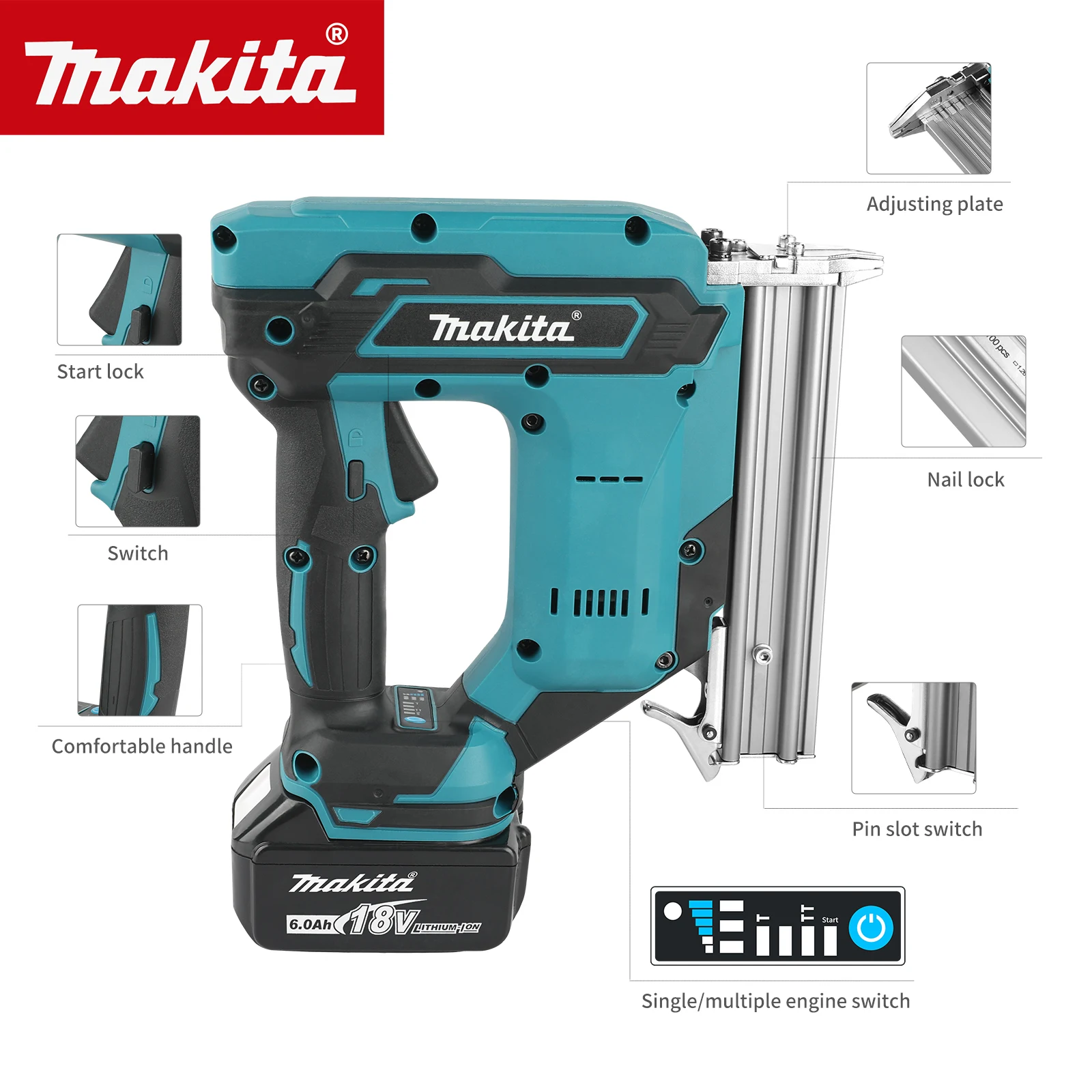 Makita Cordless Nailer: 18V, 10-30mm Nail Fit, Low Vibration for Woodworking, Furniture Assembly & Home Renovation Nailing Works
Makita Cordless Nailer: 18V, 10-30mm Nail Fit, Low Vibration for Woodworking, Furniture Assembly & Home Renovation Nailing Works
