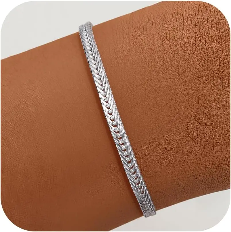 Silver Bracelets for Women, 5MM 925 Sterling Silver Chain Bracelets Diamond Cut Silver Mesh Bracelet Jewelry Gifts for Women
Silver Bracelets for Women, 5MM 925 Sterling Silver Chain Bracelets Diamond Cut Silver Mesh Bracelet Jewelry Gifts for Women