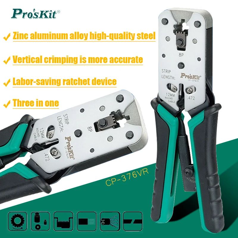 Pro'skit 1pc 8P Zinc Aluminum Alloy Network Vertical Crimp Pliers Cut Stripping Three-in-one Pliers Electrician Tool Pliers
Pro'skit 1pc 8P Zinc Aluminum Alloy Network Vertical Crimp Pliers Cut Stripping Three-in-one Pliers Electrician Tool Pliers